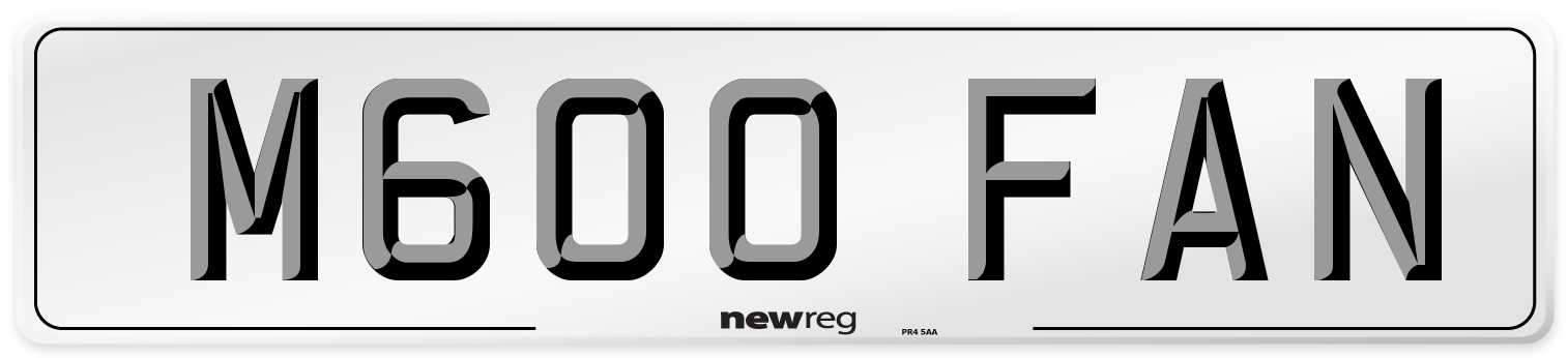 M600 FAN Number Plate from New Reg